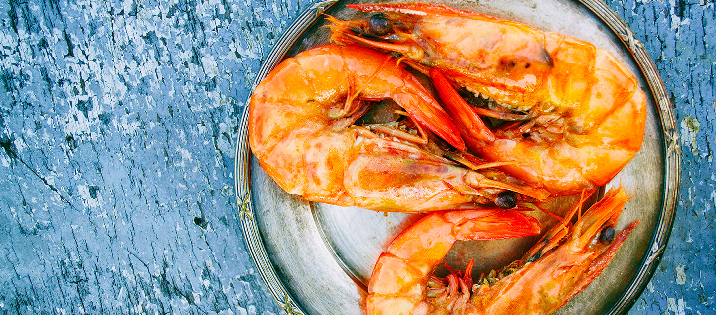 Menu gambas avec salade et dessert du chef dès 2 personnes