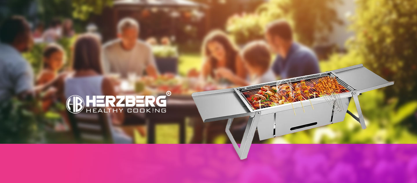 Barbecue pratique portable et pliable en acier inox Herzberg