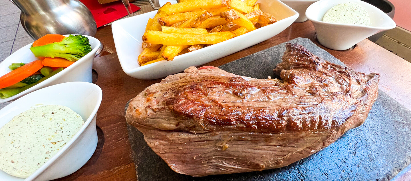 Bœuf sur Ardoise 200gr avec dessert dès 2 personnes