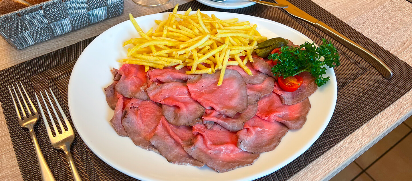 Roastbeef avec pommes frites et salade pour 2 ou 4 personnes
