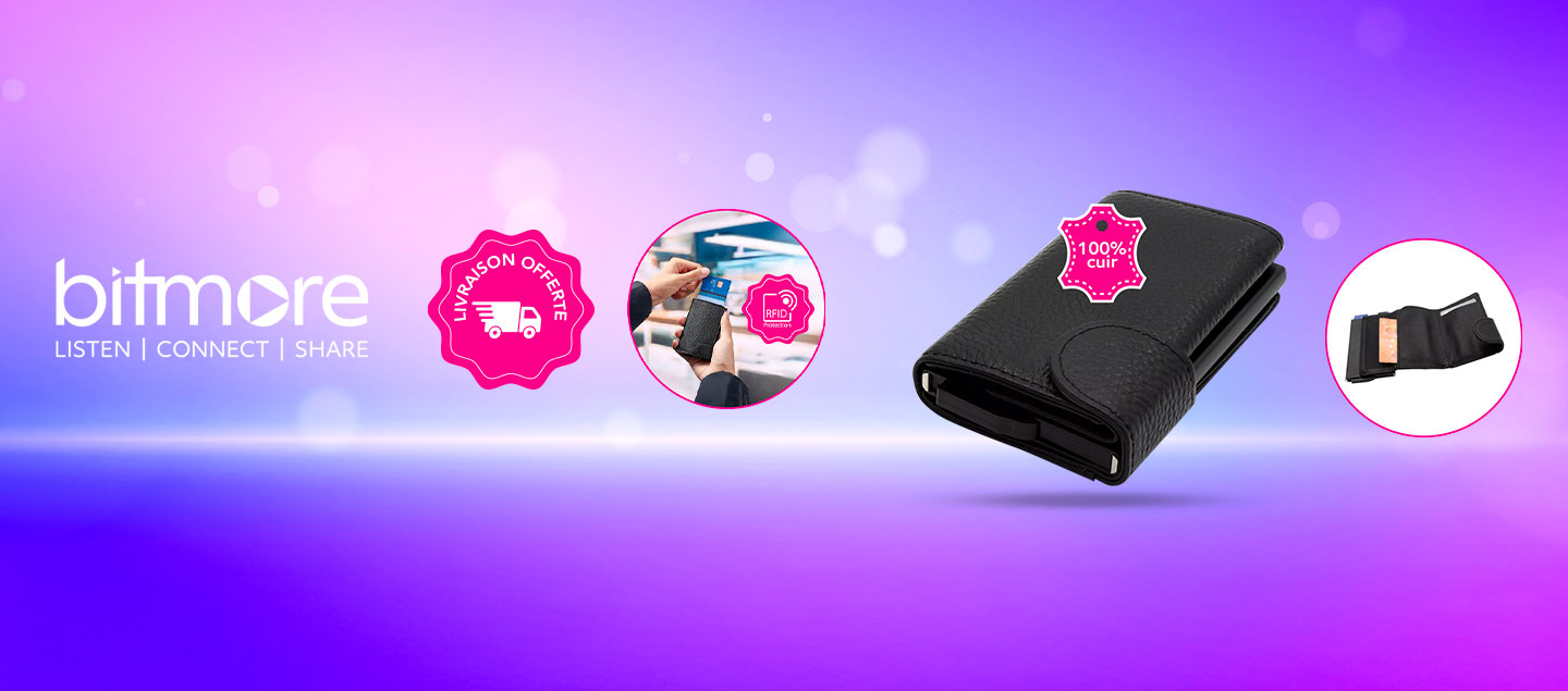 Porte-cartes en cuir avec protection RFID Bitmore - Livraison offerte