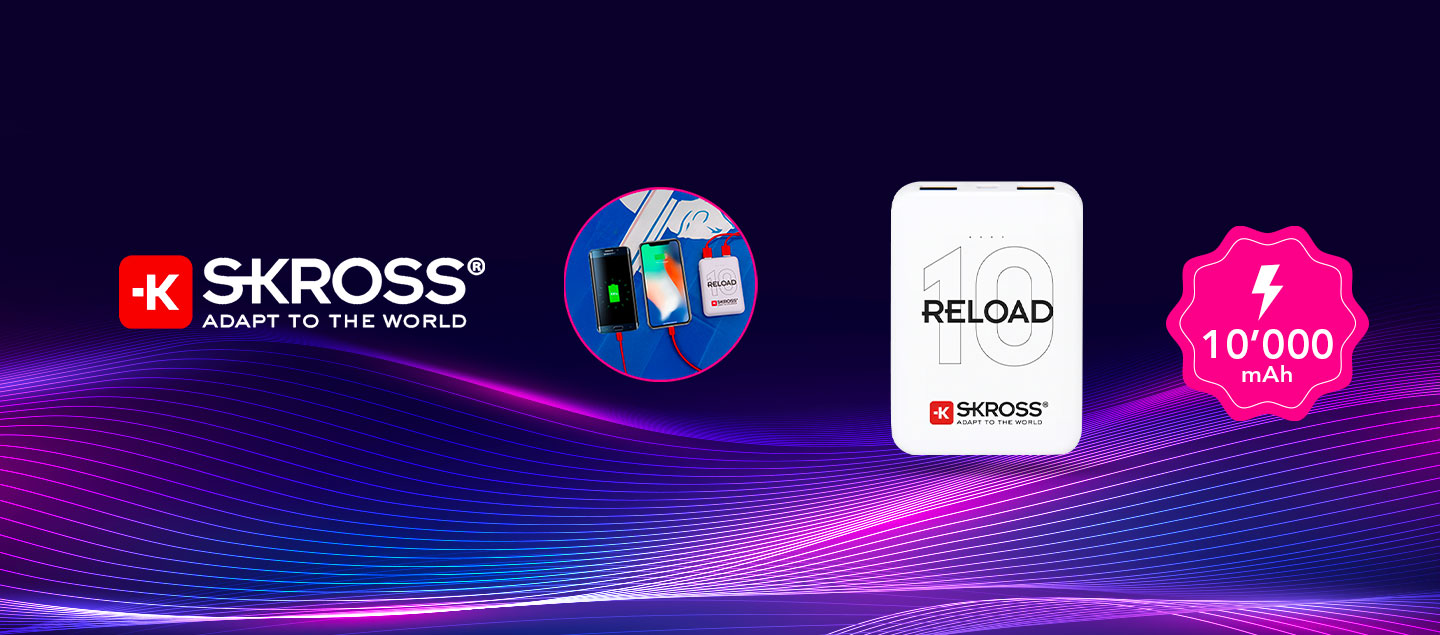 Batterie portable 10'000 mAh SkRoss designé en Suisse