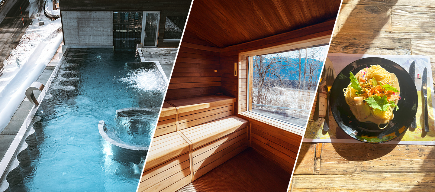 Journée Dayspa avec Menu 3 plats, accès au Sauna panoramique aux Bains de l’Hôtel Central à Leysin pour 2 personnes