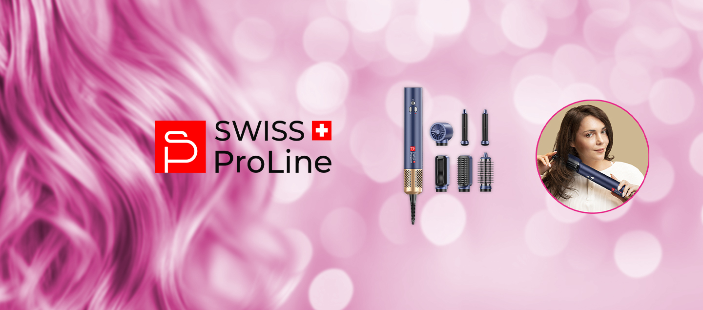 Brosse professionnelle ionique 6en1 (6 accessoires) Swiss ProLine
