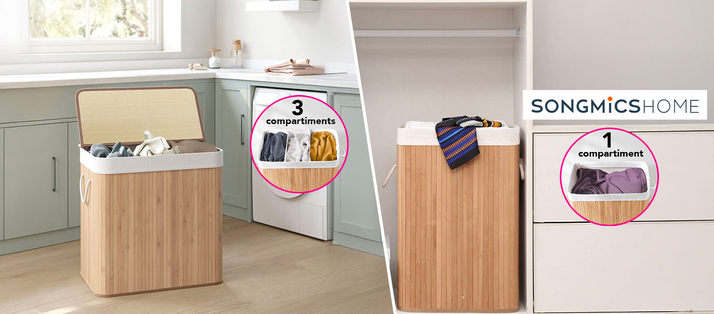 Panier à linge en bambou pliable SONGMICS