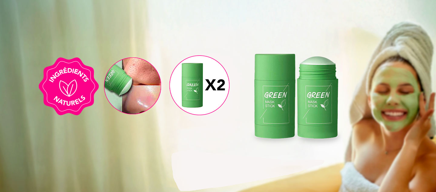 Set de 2 masques pour le visage au thé vert GREEN STICK pour une peau éclatante