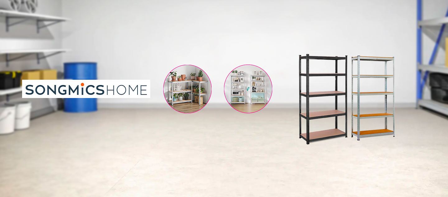Etagère de rangement ultra robuste en acier équipée de 5 plateaux HERZBERG-SONGMICS