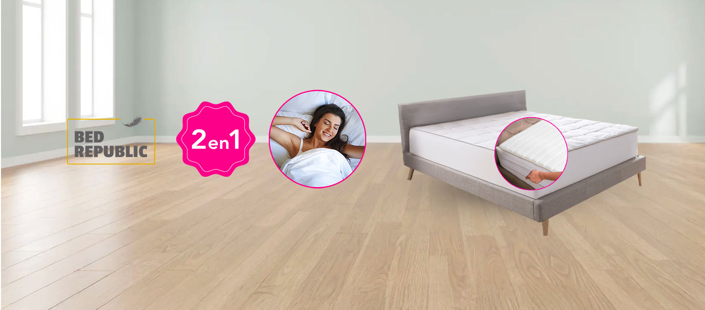 Surmatelas à mémoire de forme 2en1 avec protection de matelas intégré Bed Republic