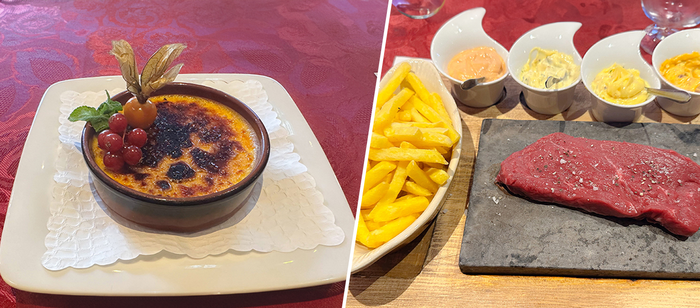 Menu Steak de boeuf ou cheval sur Ardoise avec entrée, dessert et Verre de bienvenue dès 2 personnes