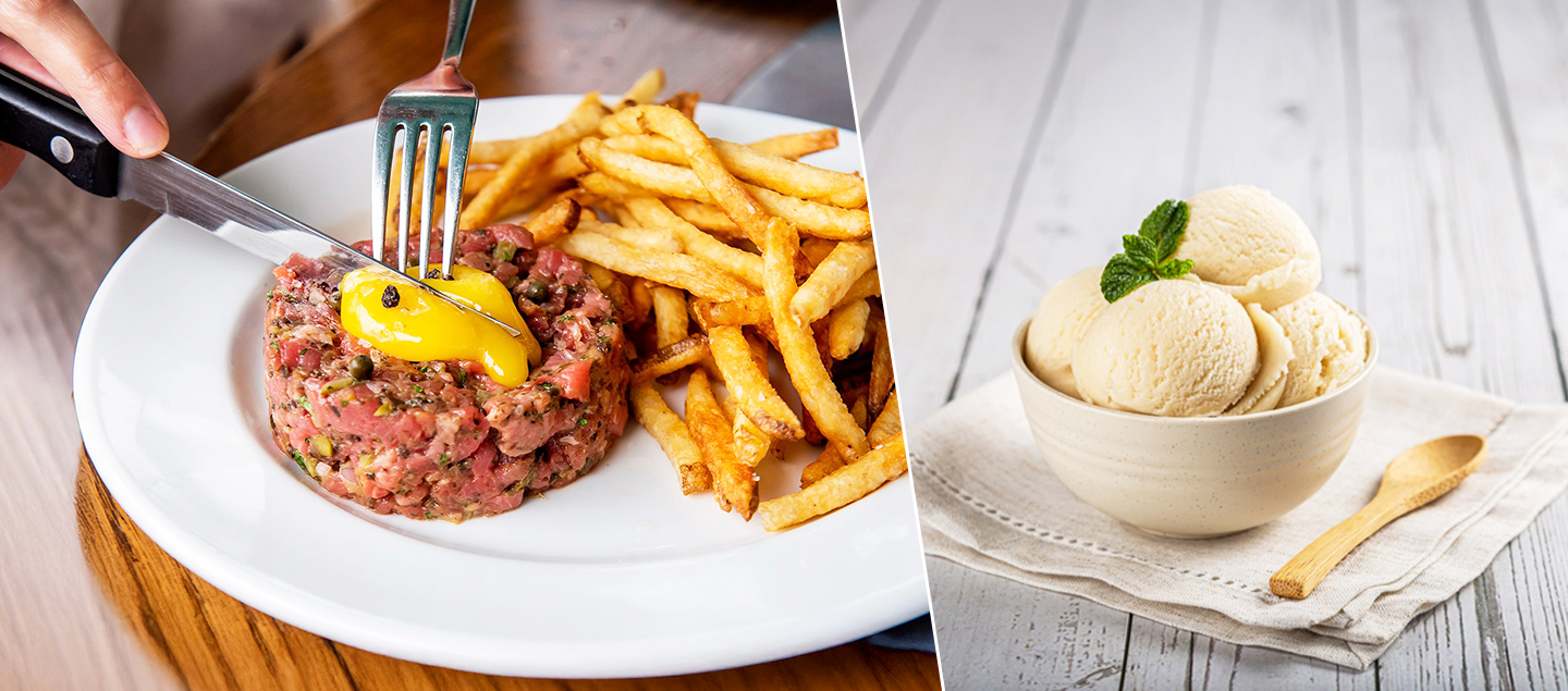 Menu Tartare de boeuf avec dessert dès 2 personnes