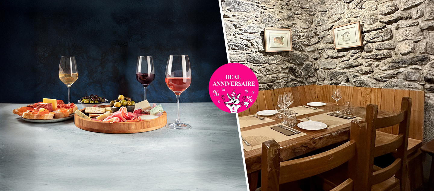 Plateau de dégustation de 4 vins avec Tapas pour 2 personnes