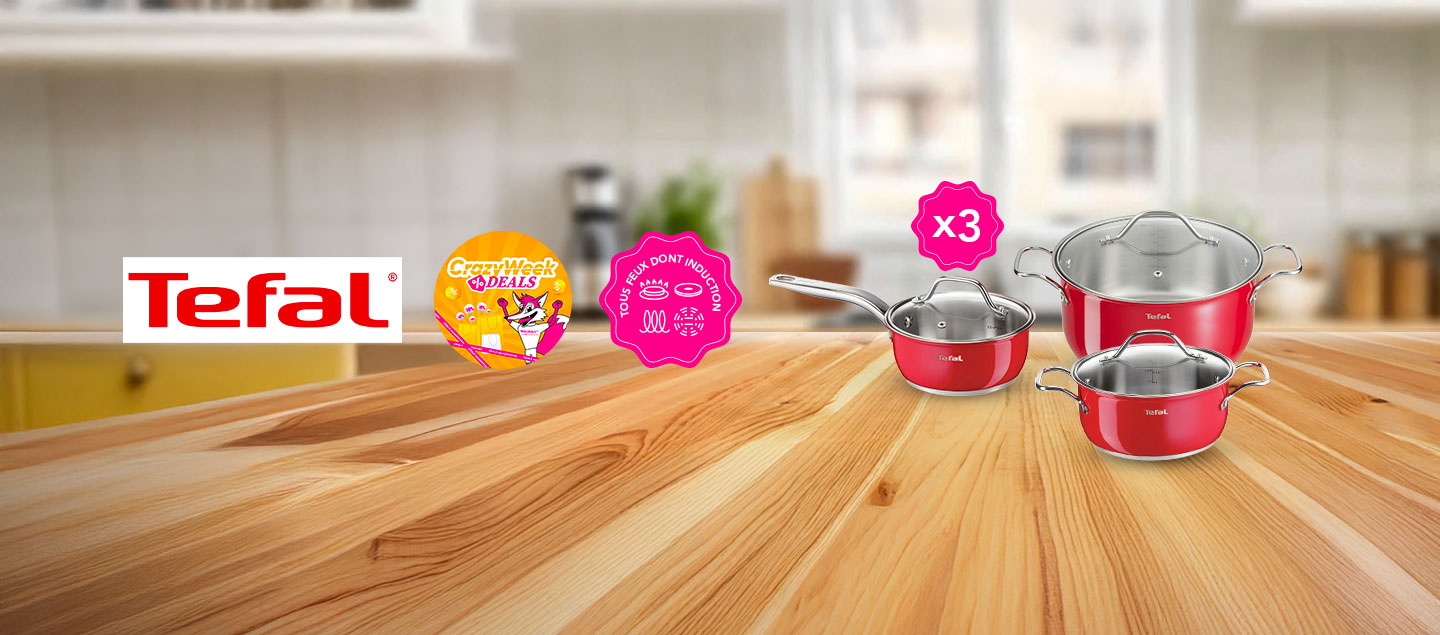 Batterie de cuisine 3 pièces tous feux dont Induction TEFAL