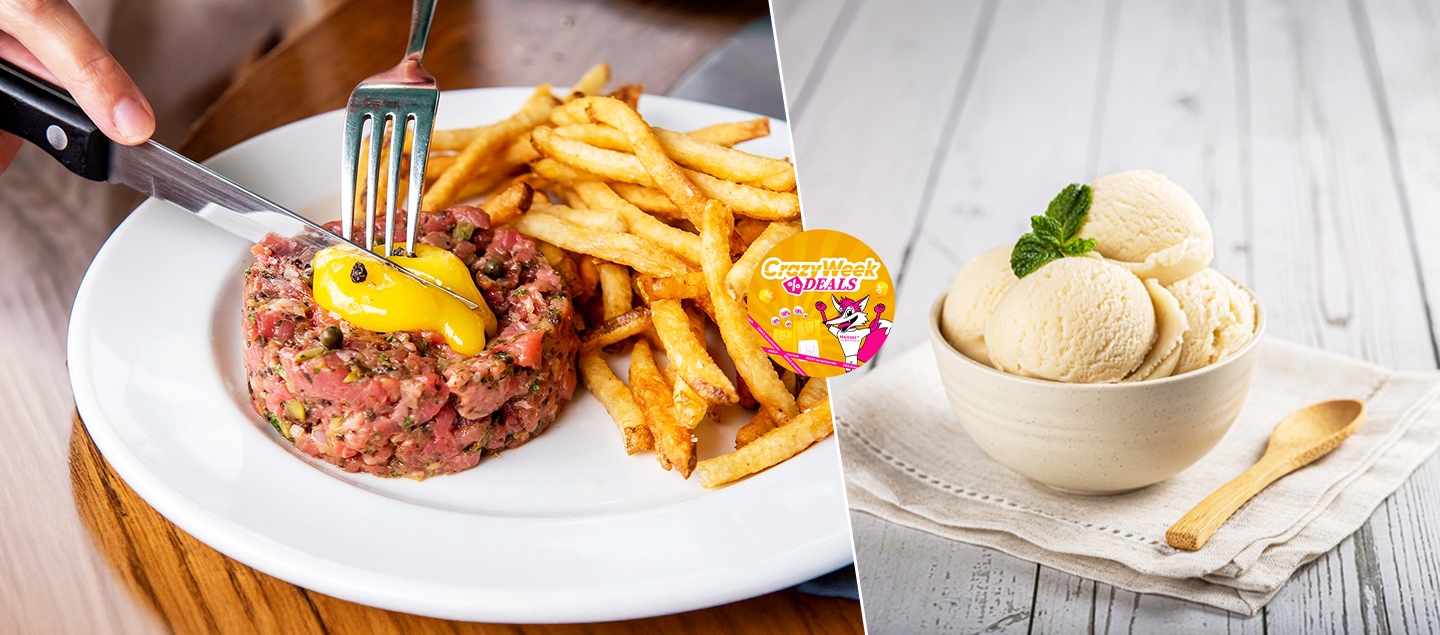 Menu Tartare de boeuf avec dessert dès 2 personnes