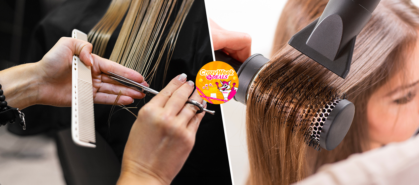Coupe avec brushing pour cheveux courts à longs