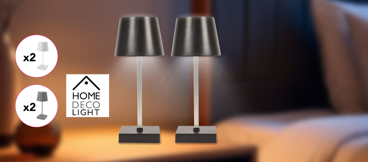 Set de 2 lampes chics LED sans fil tactile - Blanc