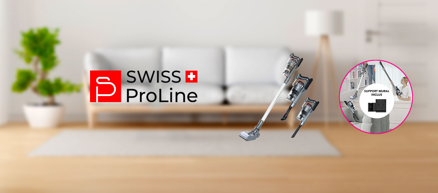 Aspirateur balai sans fil 2en1 (5 accessoires) Swiss ProLine