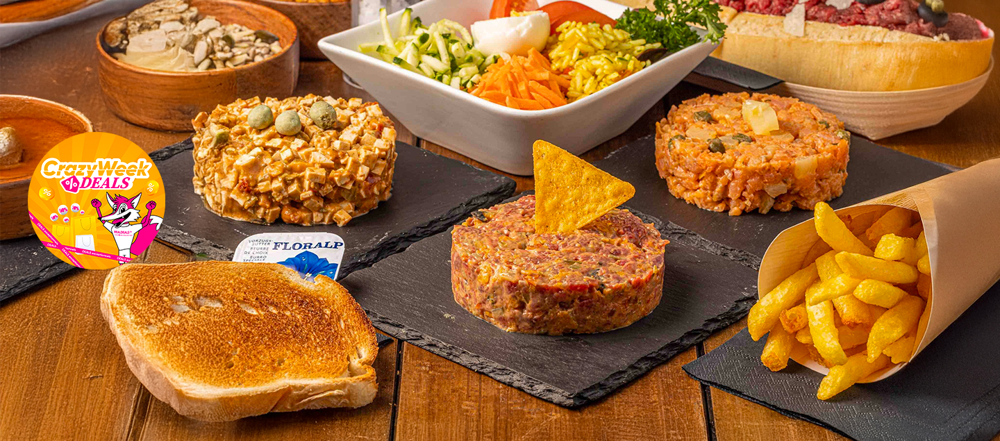 Tartare de boeuf avec Buffet de salades dès 2 personnes (sur place ou à emporter)