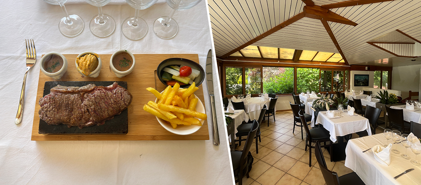 Menu Entrecôte de boeuf sur ardoise avec entrée et dessert dès 2 personnes