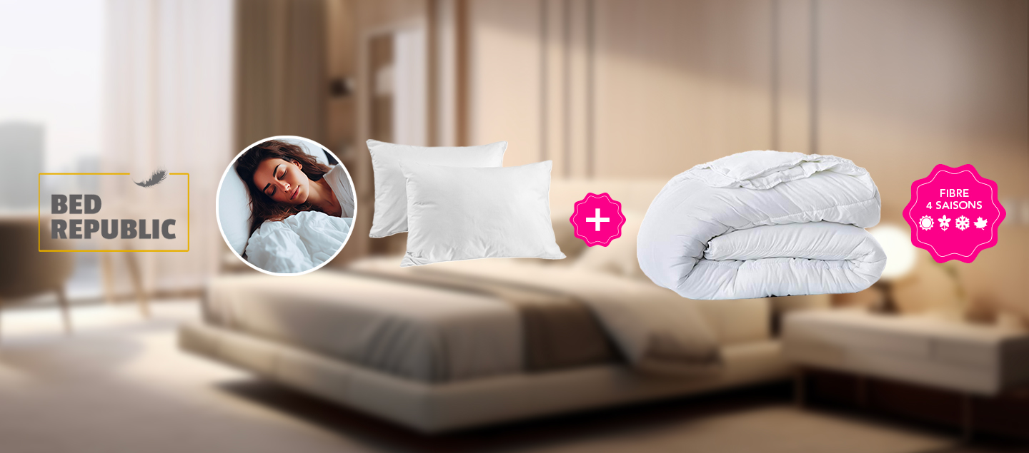 Set Duvet et Oreillers en fibre 4 saisons hiver-printemps-été-automne - BED REPUBLIC 