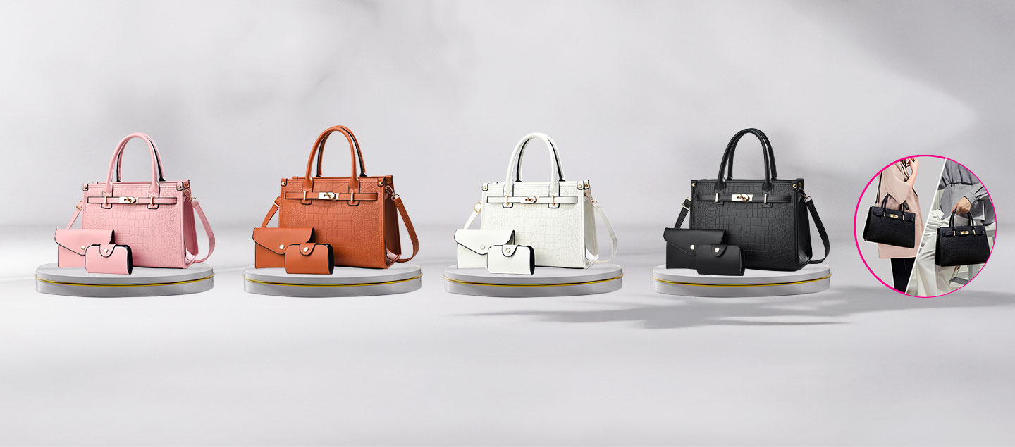 Sac à main avec pochette et porte monnaie de luxe
