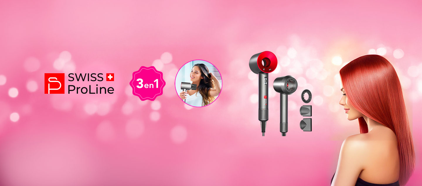 Sèche-cheveux ionique 3en1 (3 accessoires) Swiss ProLine