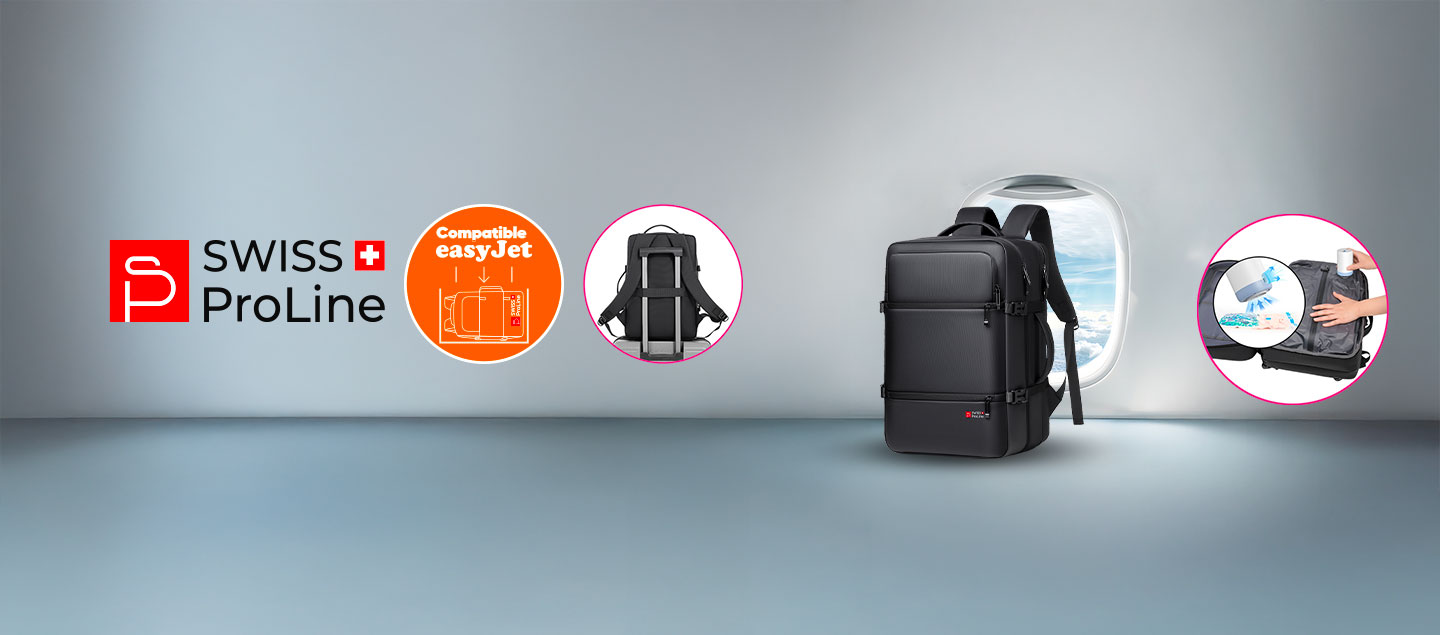Sac à dos multifonctions avec pompe de compression (compatible Easyjet - 45cm) Swiss ProLine