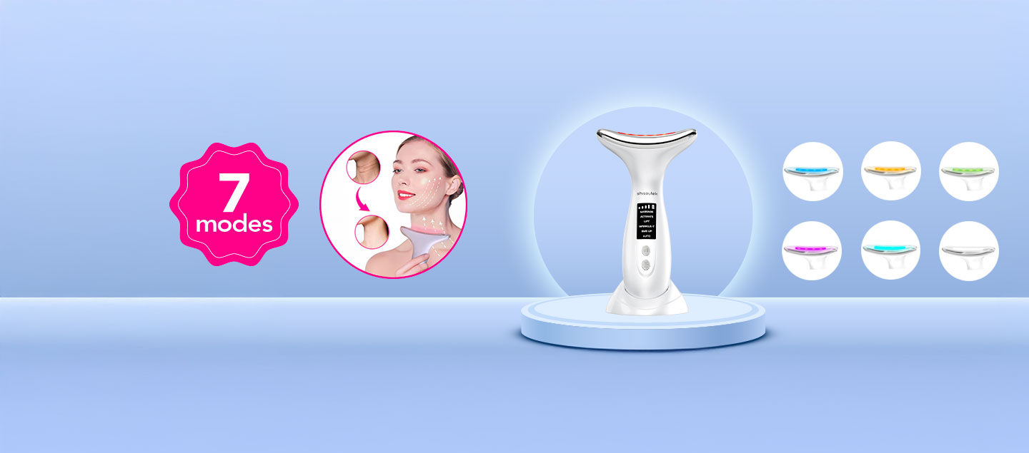 Appareil liftant anti-rides pour le cou et le visage (7 modes)