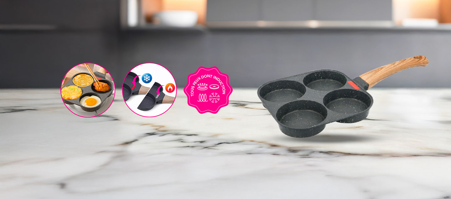Poêle avec 4 séparations de cuisson pratique tous feux dont Induction