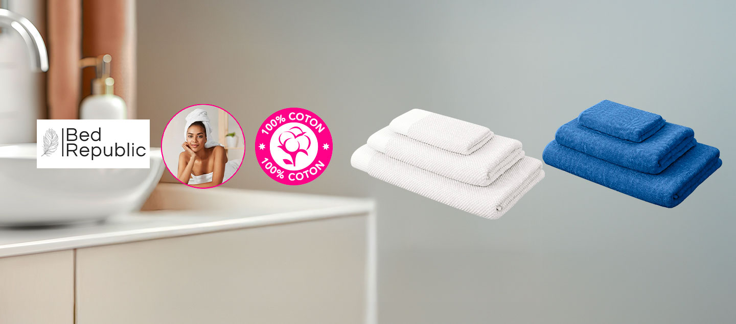 Set de 3 ou 6 serviettes 100% coton égyptien MAISON COULEUR