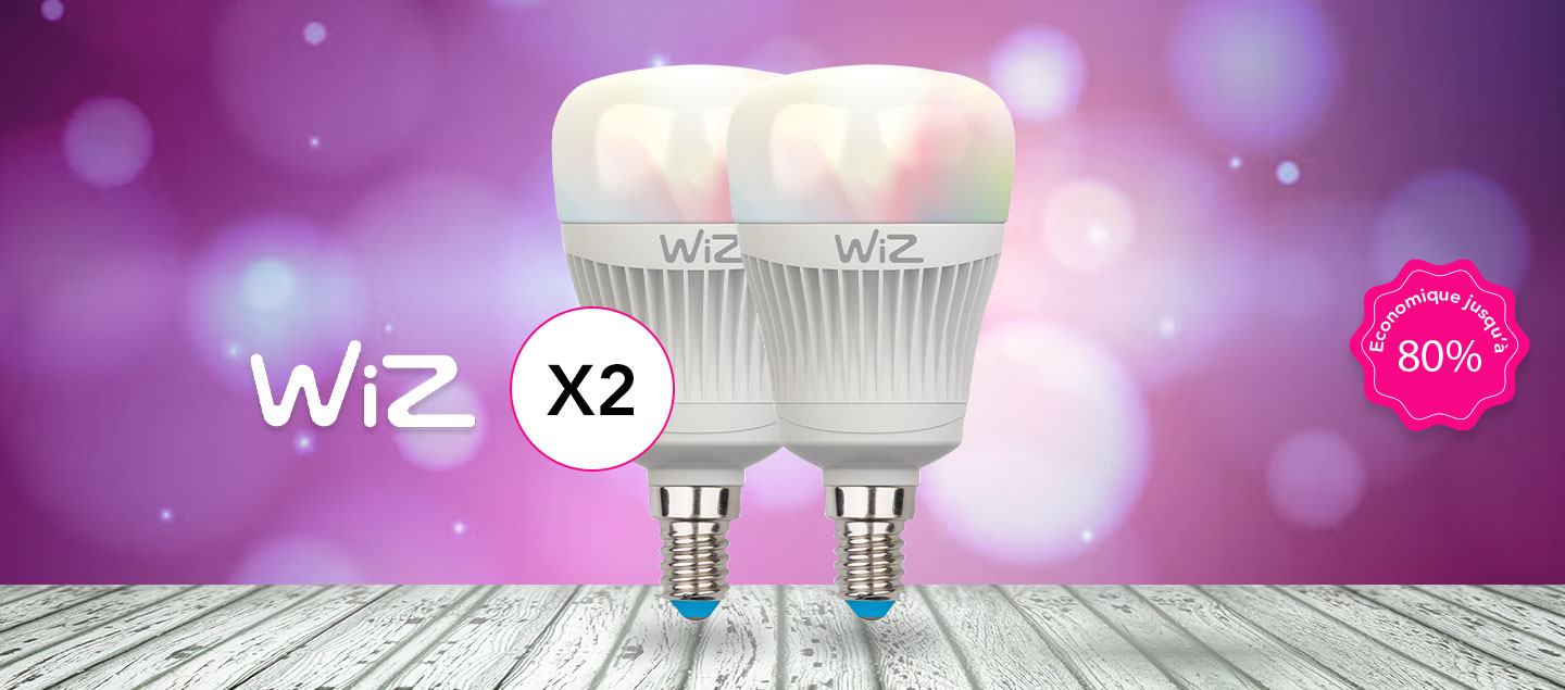 Set de 2 ampoules LED connectées à économie d'énergie WIZ