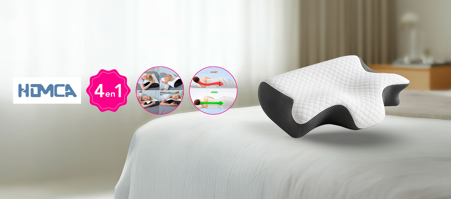 Oreiller cervical à mémoire de forme 4en1 HOMCA