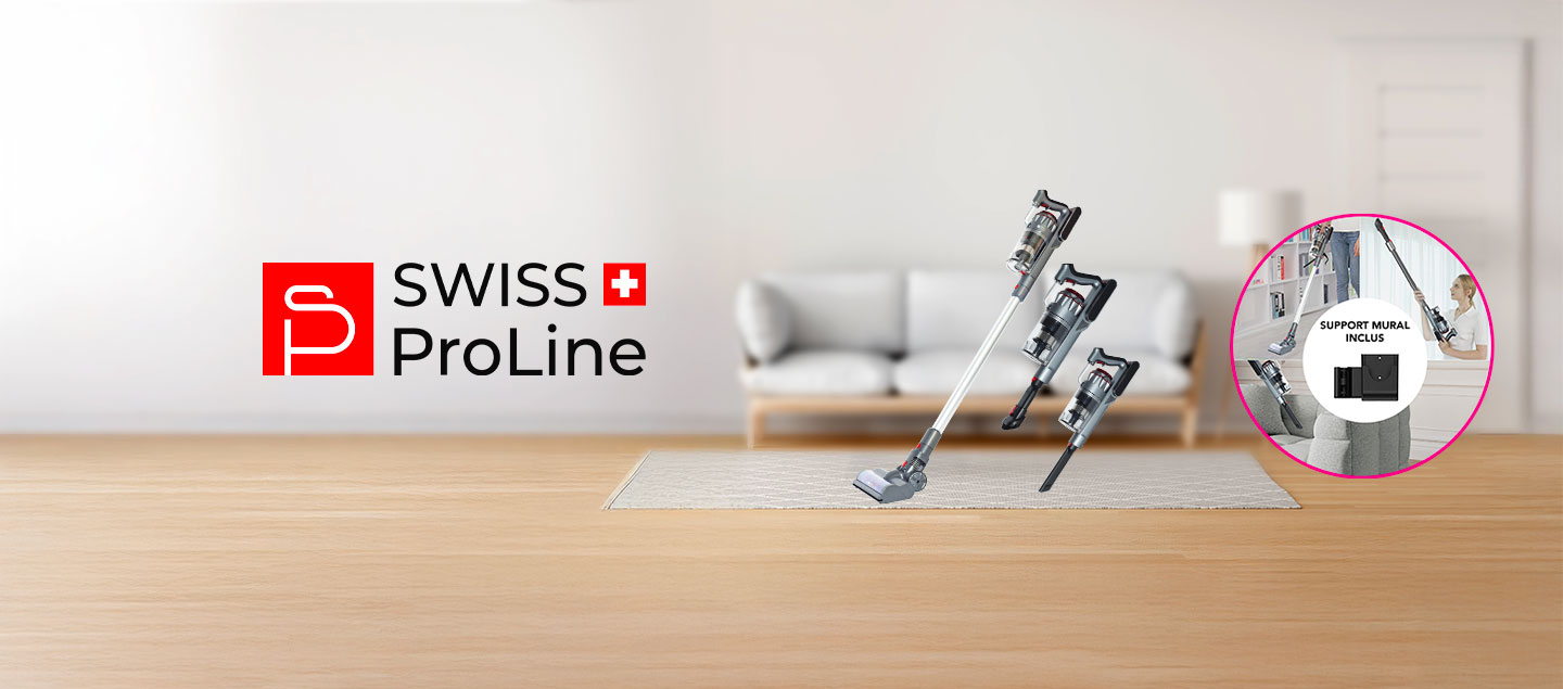 Aspirateur balai sans fil 2en1 (5 accessoires) Swiss ProLine