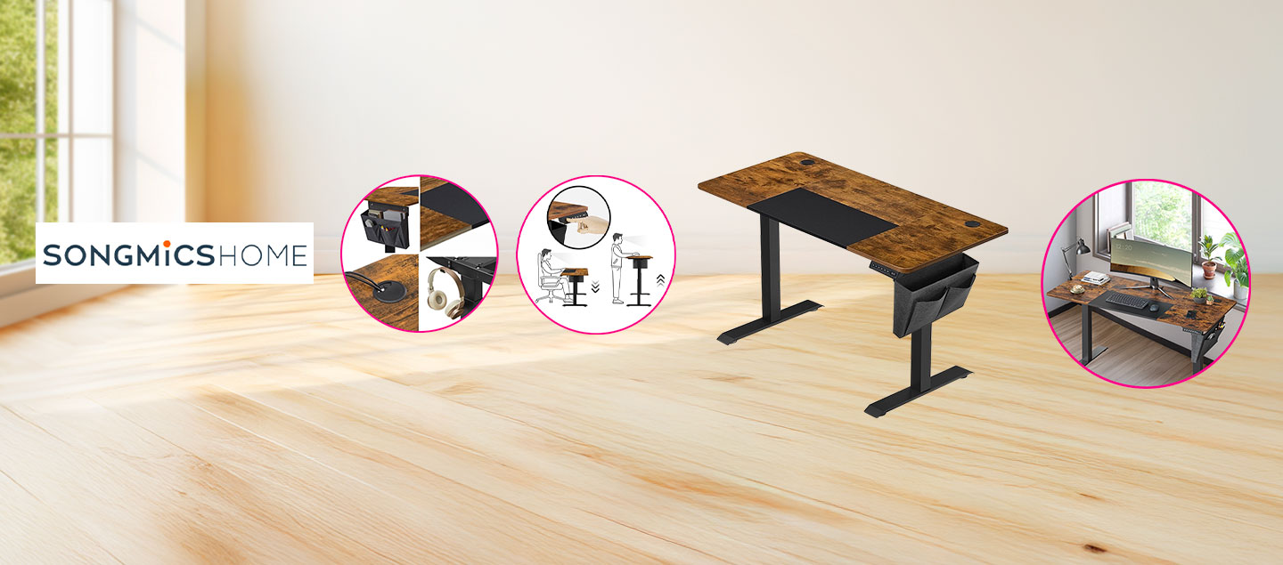 Bureau électrique avec fonction 2en1 (assis-debout) SONGMICS