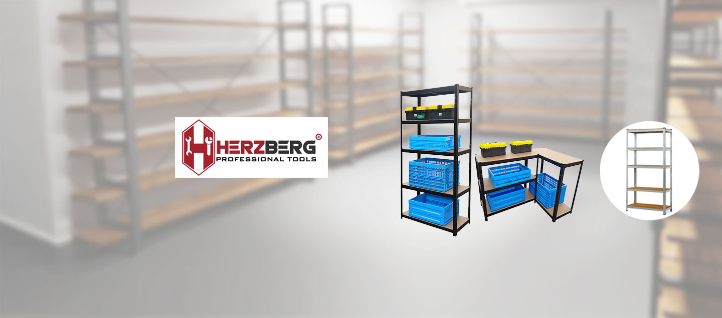 Etagère de rangement ultra robuste en acier équipée de 5 plateaux Herzberg