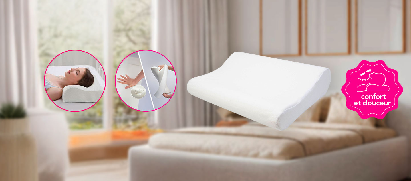Oreiller ergonomique VISCO avec mousse à mémoire de forme