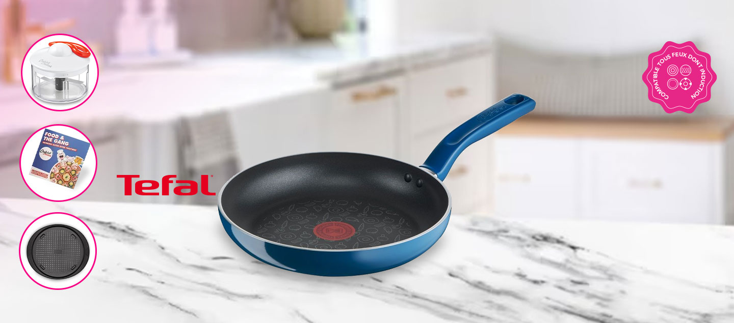Set ChefClub Tefal (Poêle compatible tous feux, hachoir, plaque à pizza et livre de recettes)