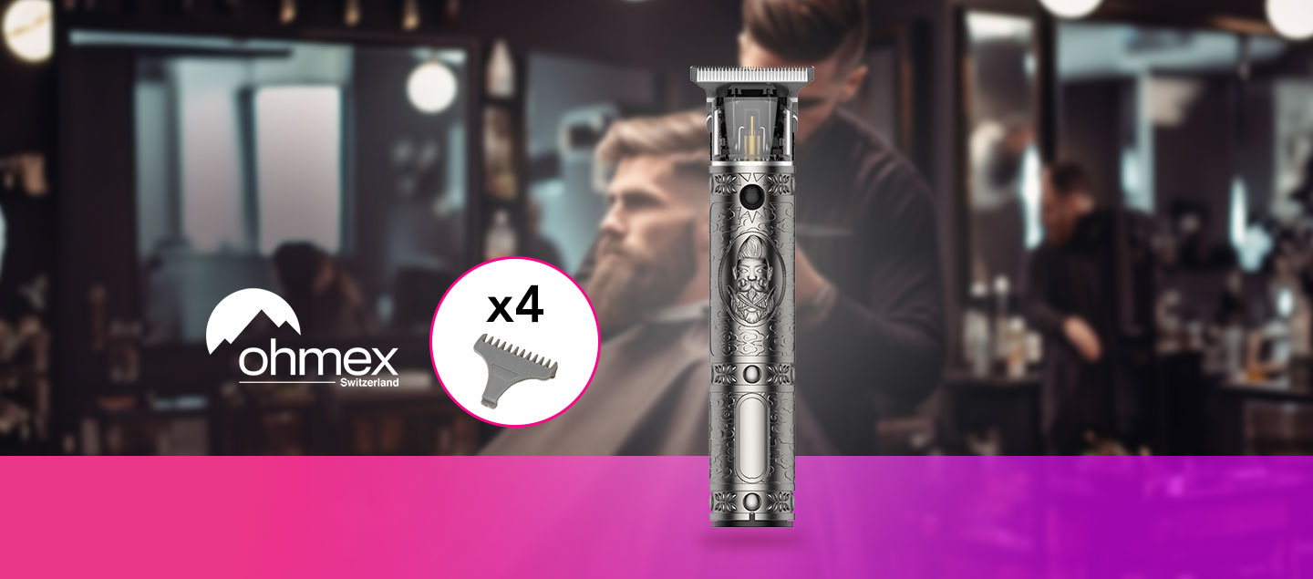 Tondeuse pour cheveux et barbe avec 4 accessoires OHMEX