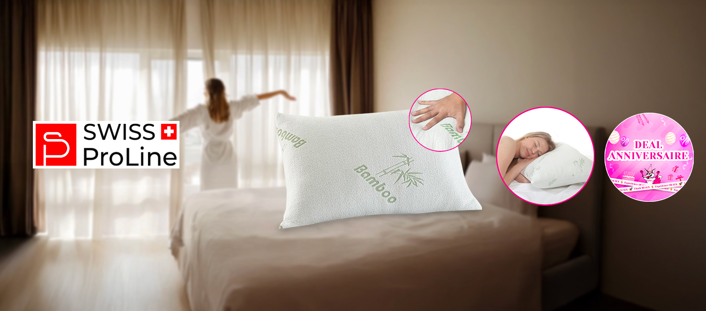 Oreiller de Luxe en Bambou avec mousse à mémoire de forme Swiss ProLine
