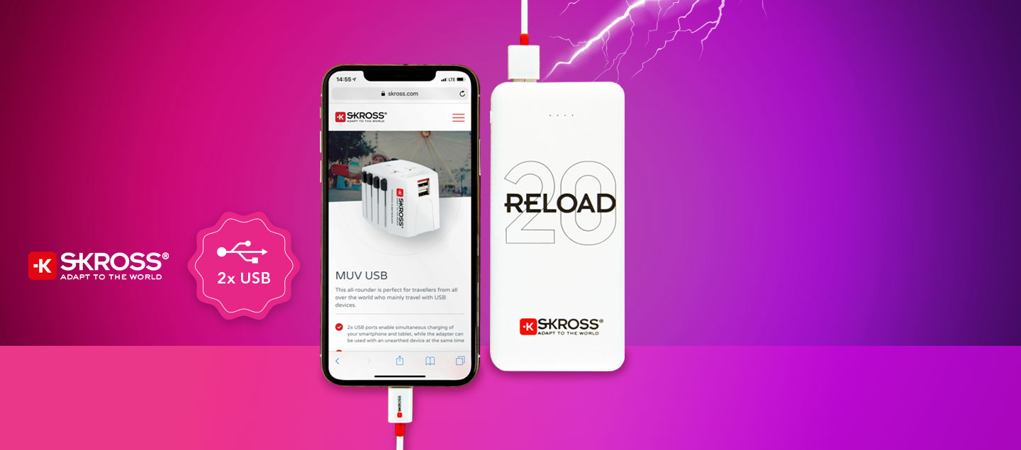 Batterie portable 20'000 mAh SkRoss designé en Suisse
