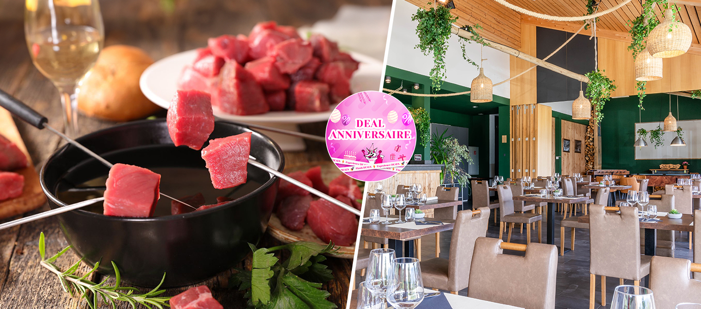 Menu Fondue à la viande avec entrée, dessert et Kir de bienvenue dès 2 personnes