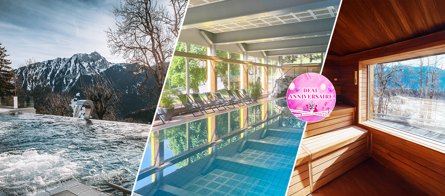 Journée Dayspa avec Menu 3 plats, accès au Sauna panoramique et aux Bains de l’Hôtel Central Résidence & Spa à Leysin pour 2 personnes