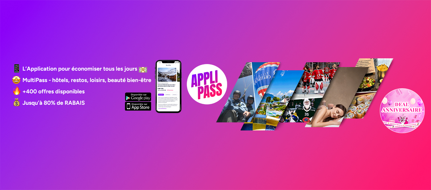 L'AppliPass - Avec AppliPass, profitez de +400 activités jusqu’à 80% de RABAIS - 3, 6 ou 12 mois