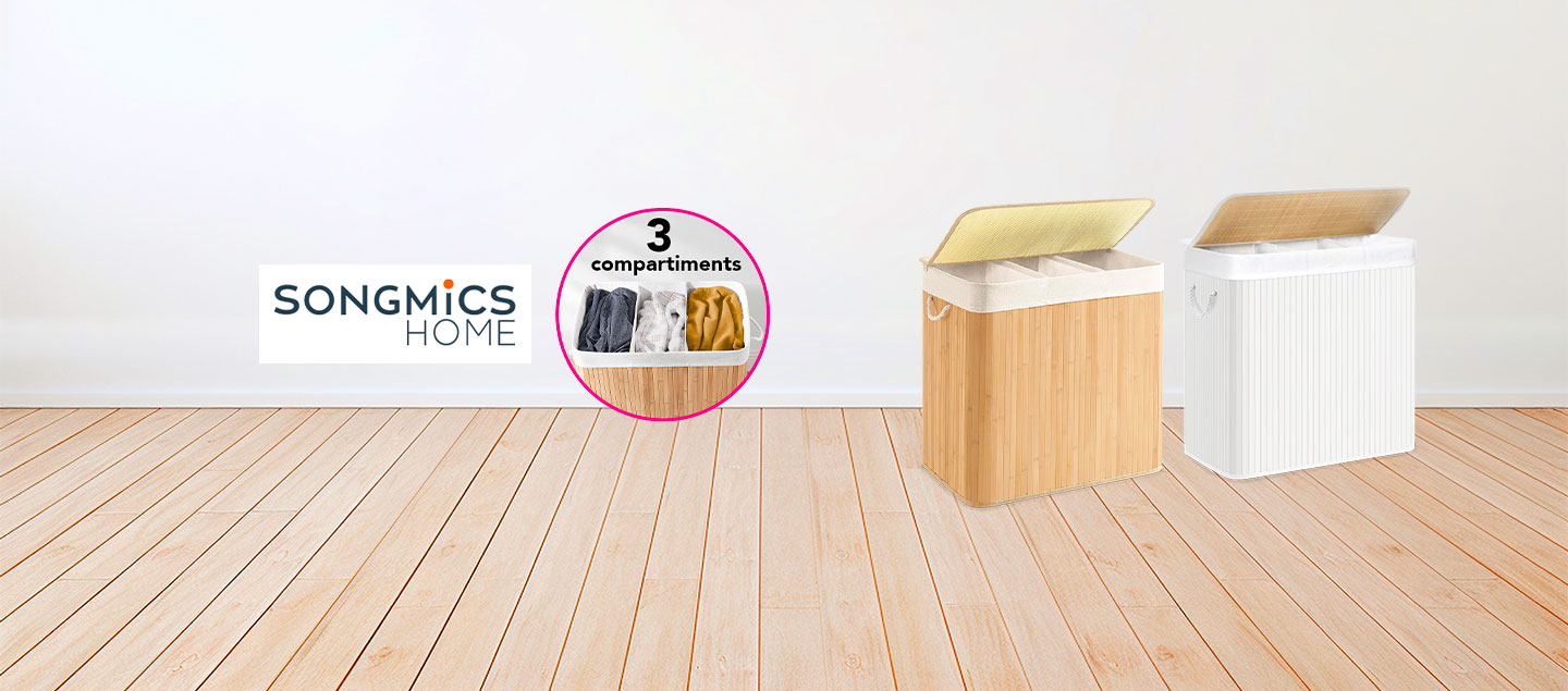 Panier à linge pliable avec 3 compartiments SONGMICS