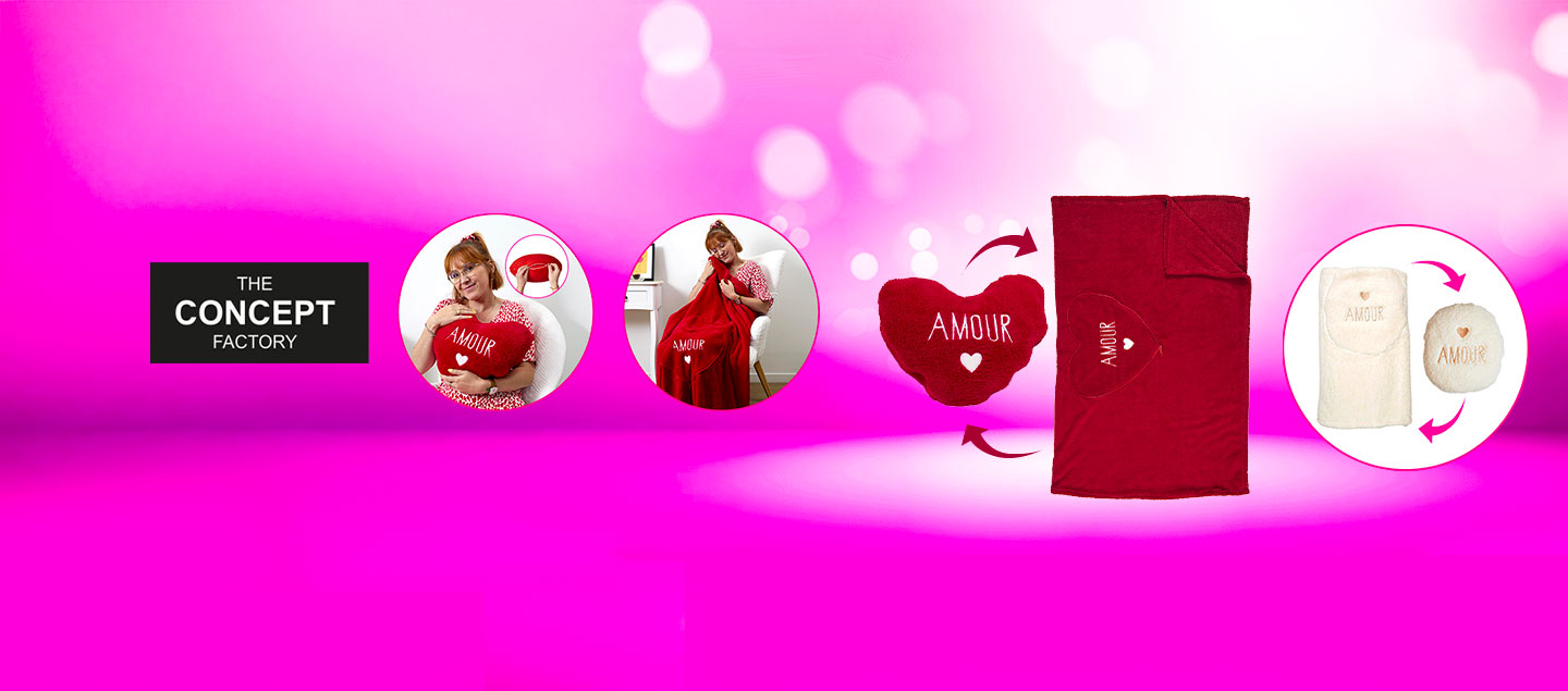 Plaid Sherpa 2en1 avec coussin intégré THE CONCEPT FACTORY