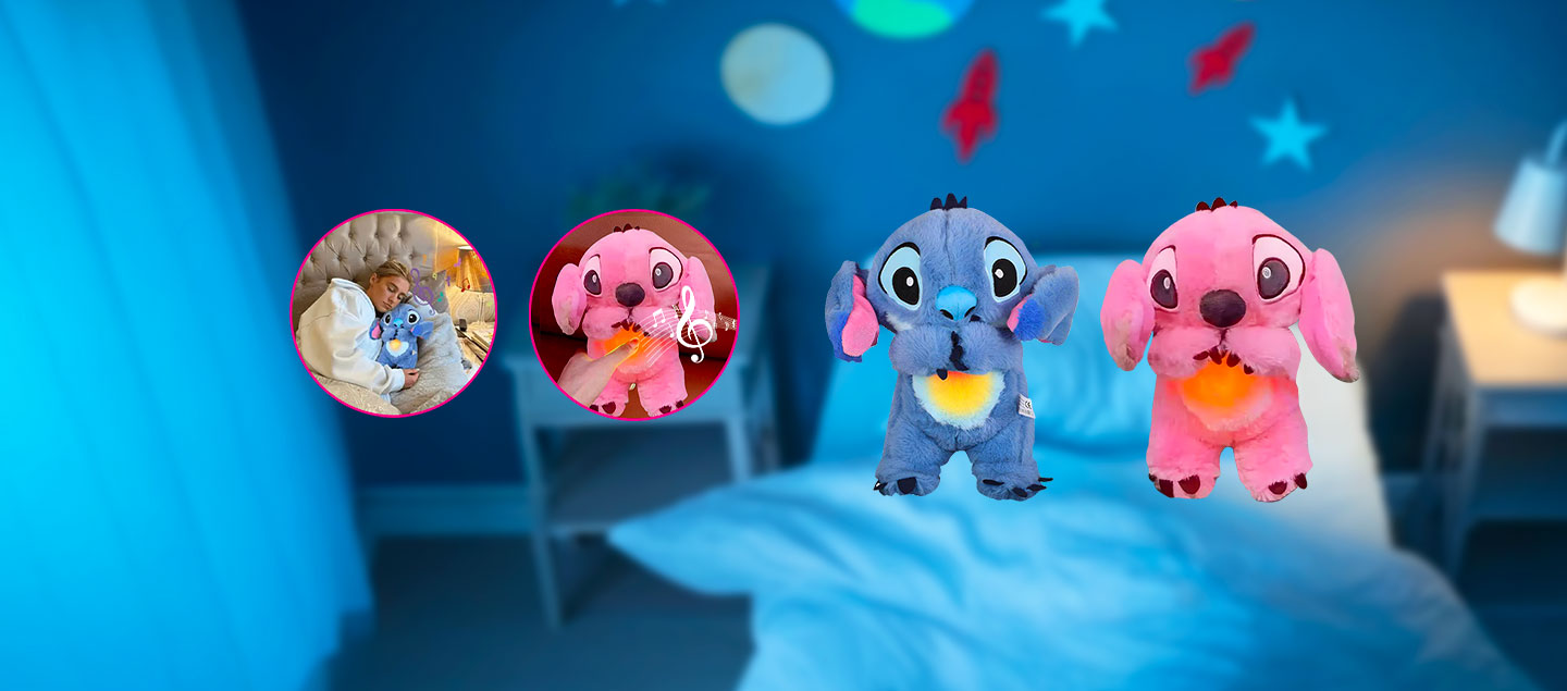 Peluche berceuse Stitch ultra douce avec lumière et effet respirant