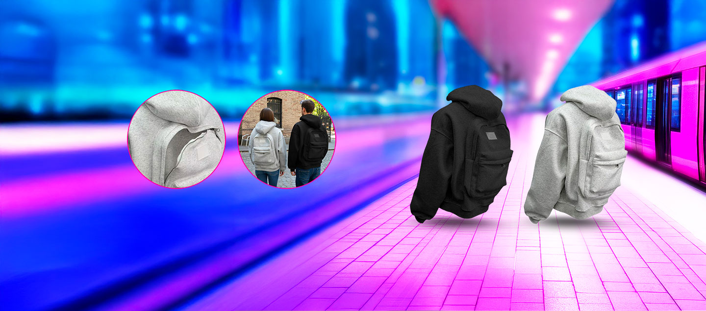 Veste à capuche avec sac à dos intégré 2en1