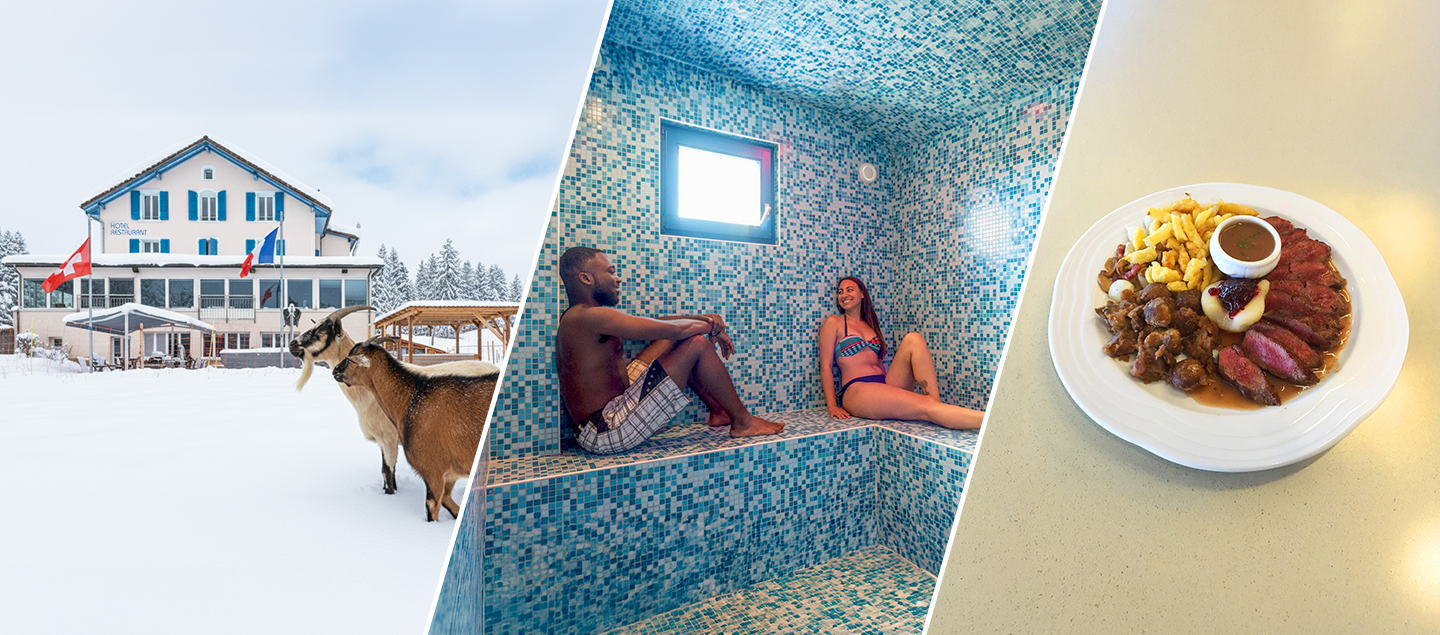 Journée Dayspa à la Grand'Borne avec accès à l'espace Wellness et Menu Chasse Ardoise de Cerf avec apéritif, entrée et dessert dès 2 personnes