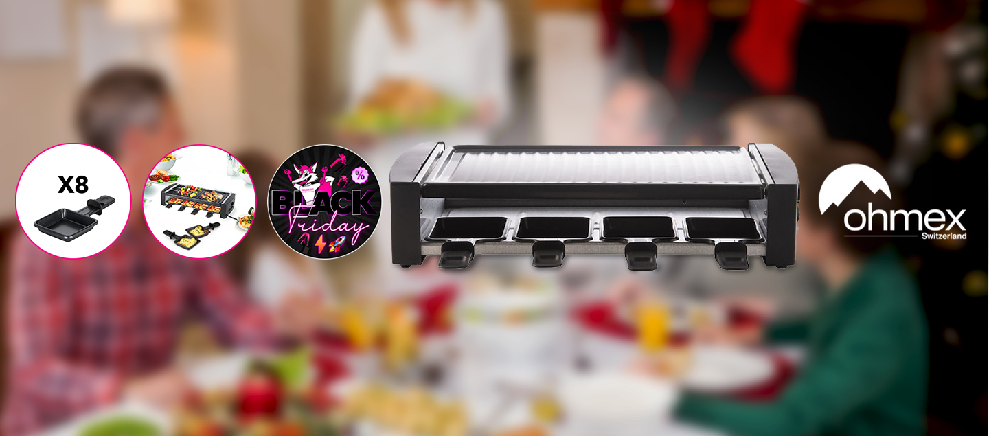 Appareil à raclette et grill 2en1 (8 personnes) Ohmex