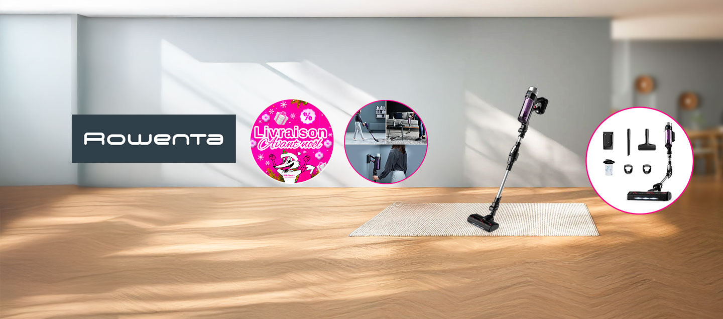 Aspirateur balai sans fil pliable 3en1 (6 accessoires) ROWENTA