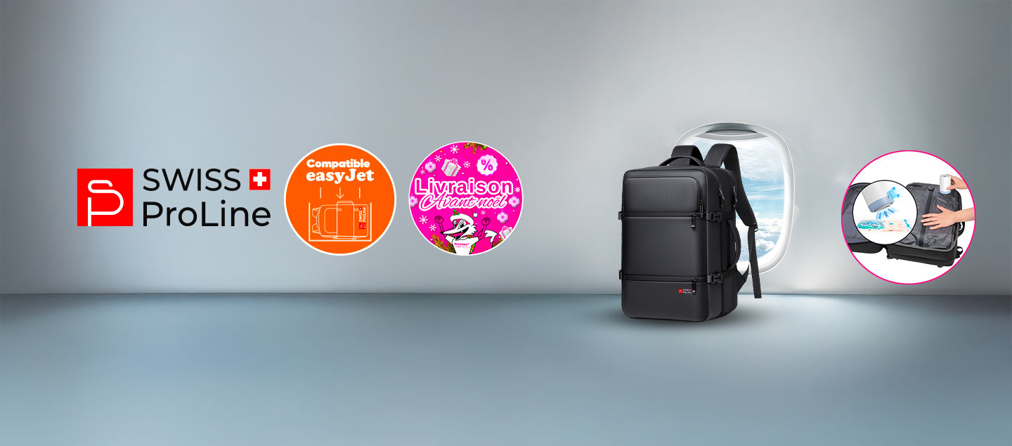 Sac à dos multifonctions avec pompe de compression (compatible Easyjet - 45cm) Swiss ProLine